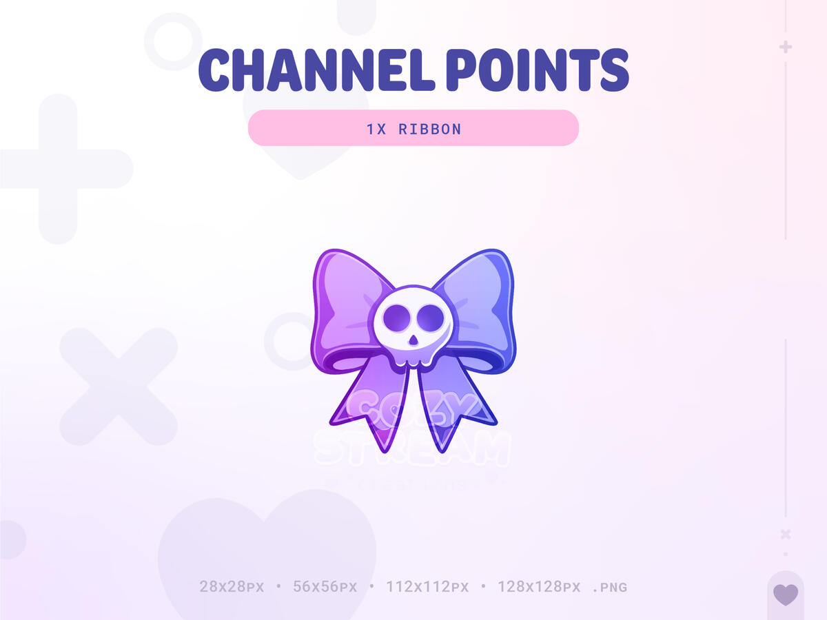 Twitch Coquette Goth Skull Ribbon Channel Points Icon | Twitch Emotes | Stream Emotes | Channel Point Redeem | Discord Emote | Cozy Gamer