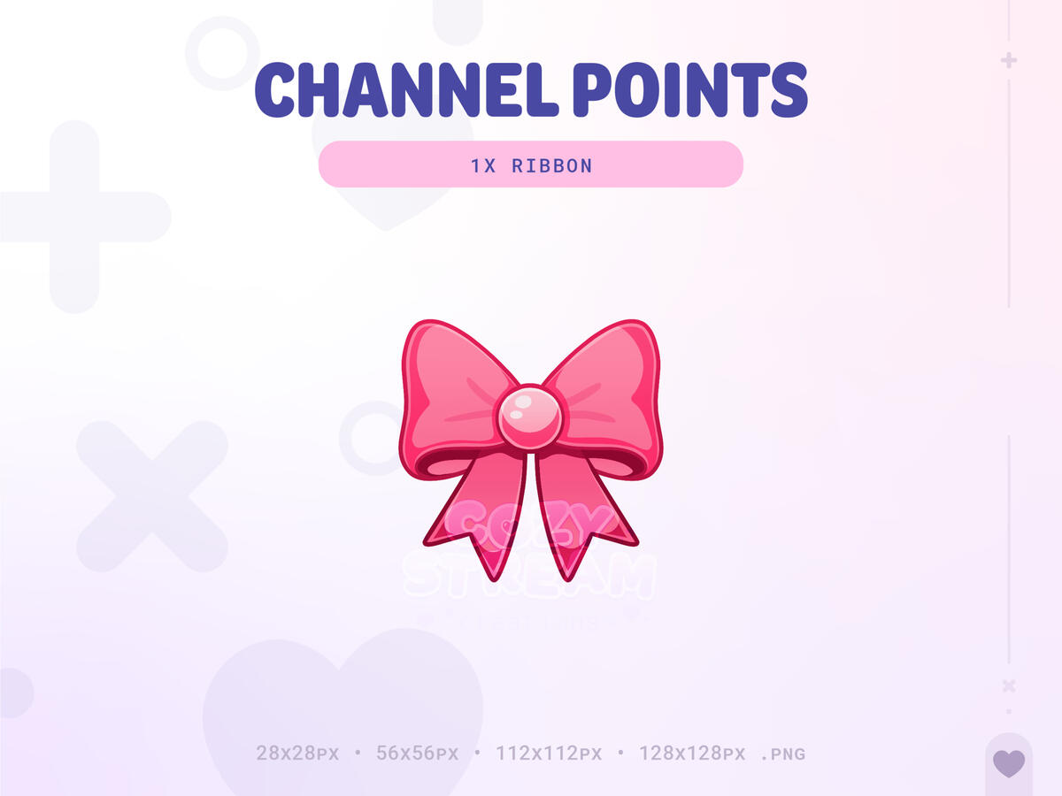 Pink Twitch Coquette Ribbon Channel Points Icon | Twitch Bow Emotes | Stream Emotes | Channel Point Redeem | Discord Emote | Cozy Gamer